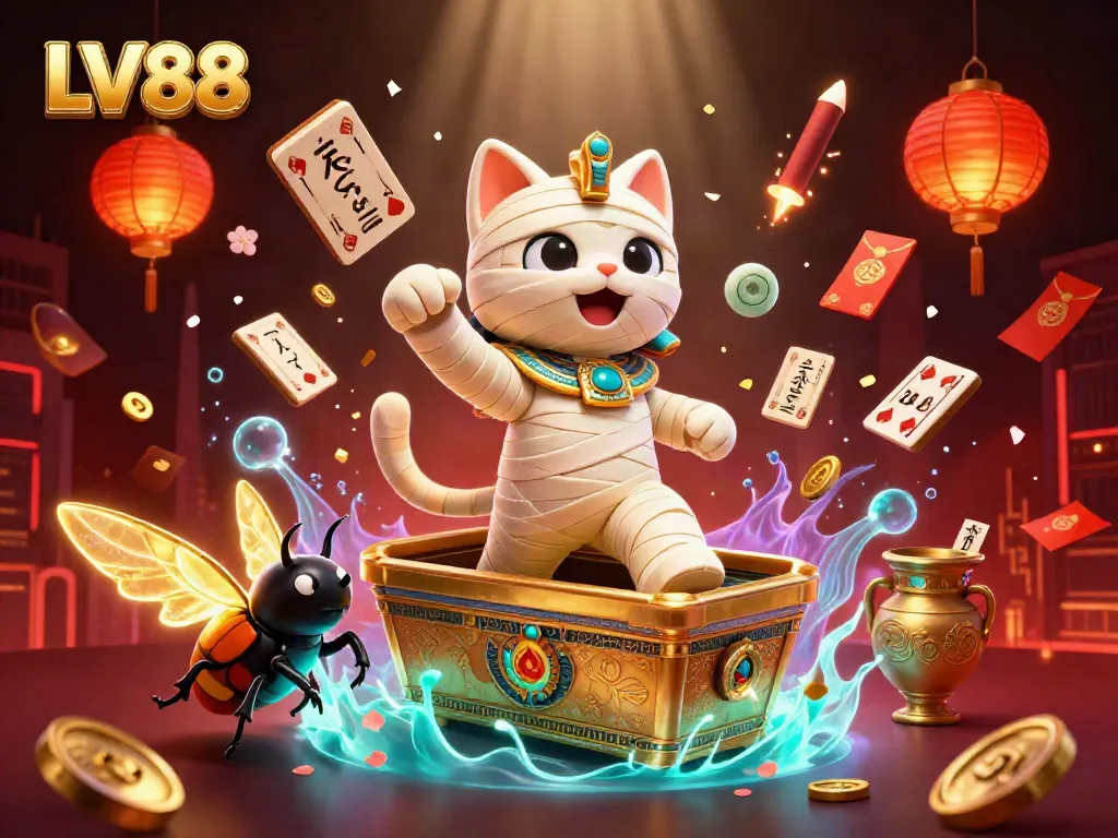 Experience thrilling gameplay at LV88 with an Egyptian cat casino theme showcasing vibrant elements.