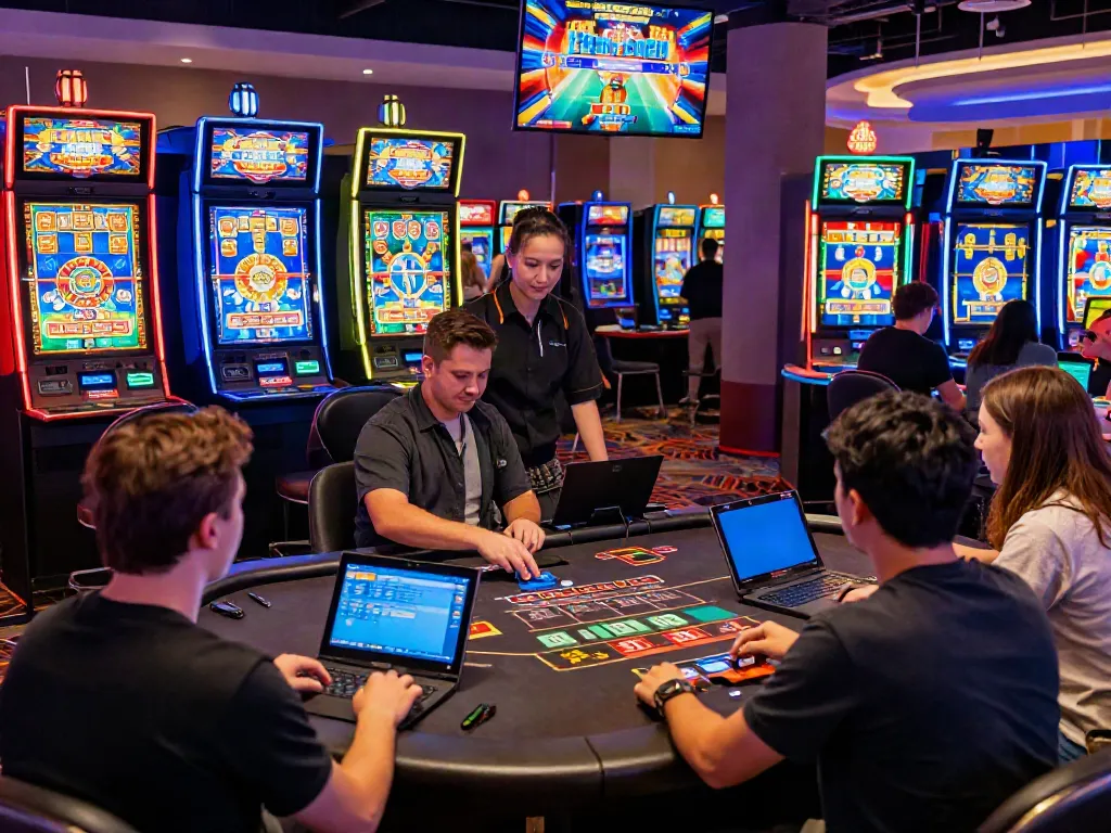 Online gaming excitement at http://debet-onl.com with diverse players in a vibrant casino environment.