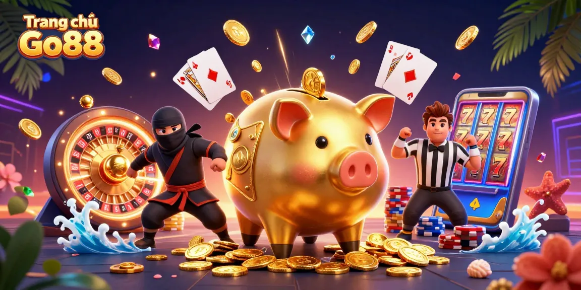 Engage with the thrilling gameplay at Trang chủ Go88, showcasing vibrant casino elements and characters in action.