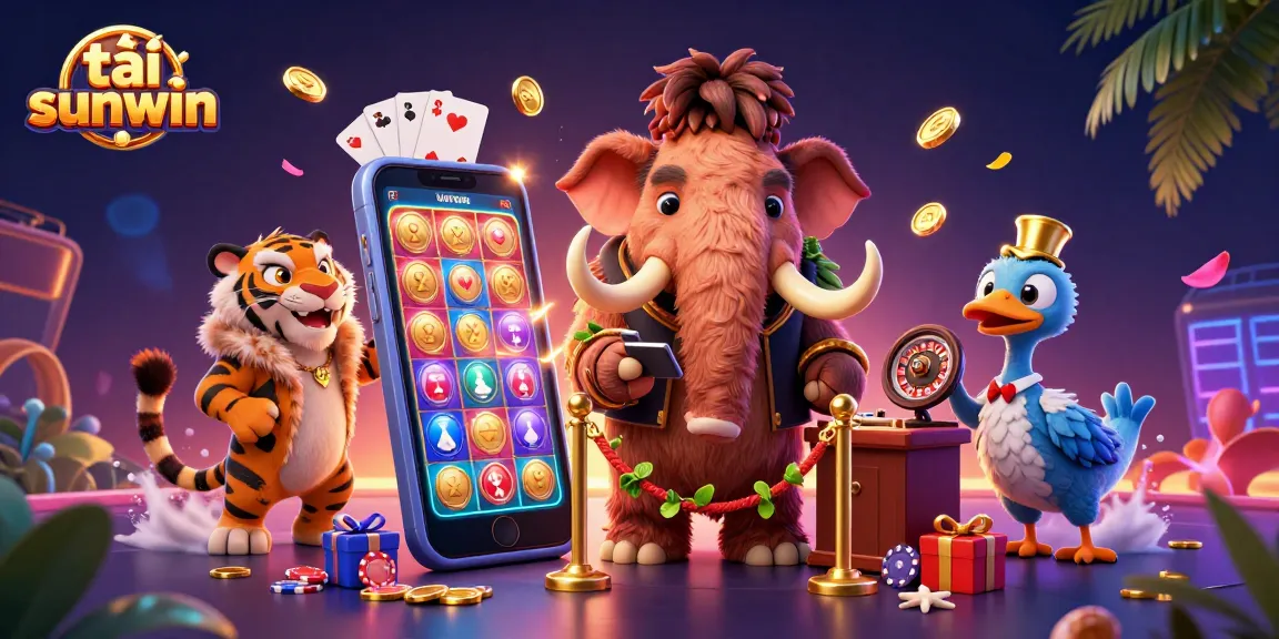 Engage in gambling fun as you tải sunwin with a vibrant casino night scene featuring classic characters.
