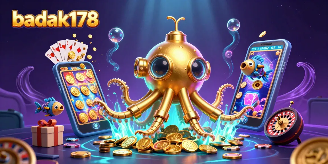 Engage with the colorful slot features of badak178 in this dynamic underwater casino scene.